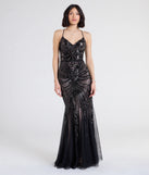 Turn heads at Prom 2025 in this black prom dress, where statement-making details meet the iconic style of the Brooke Lace-Up Mermaid Sequin Mesh Formal Dress.