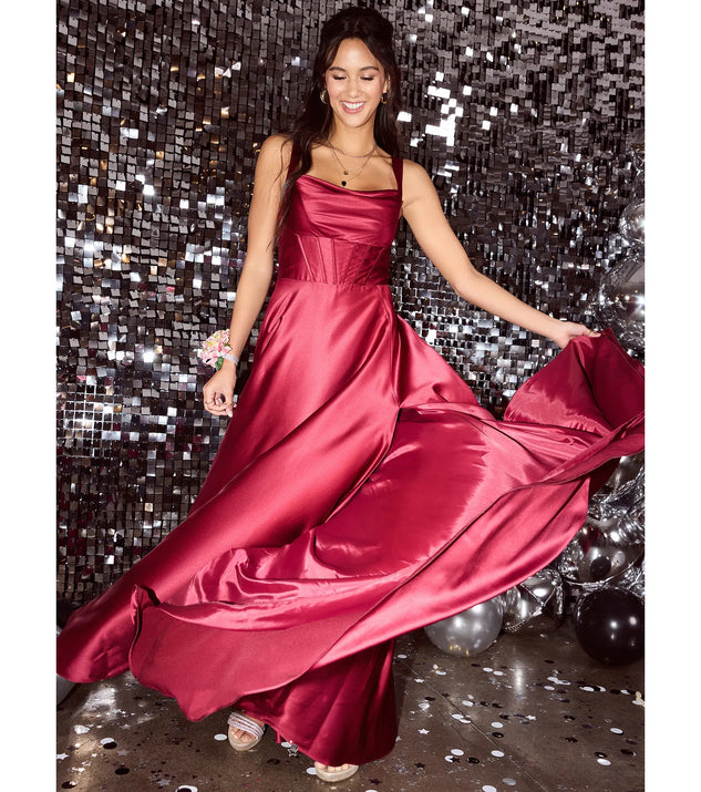 Daphne Corset Slit A-Line Satin Formal Dress Windsor