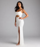 Marine Cutout Slit Mermaid Beaded Formal Dress