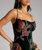 Melanie Floral Velvet Lace-Up Formal Dress