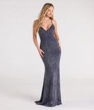 Turn heads at Prom 2025 in this navy blue prom dress, where statement-making details meet the iconic style of the Carina Lace-Up Mermaid Glitter Formal Dress.