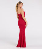 Flaunt your silhouette in the tight Harlow Cutout Slit Glitter Formal Dress in red, a bodycon dress that empowers your look with bold style and effortless edge.