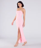 Make a bold statement in the Klara Cowl Neck Faux Pearl Bead Column Dress in pink, the perfect spring dress for weddings, cocktail hours, nights out, and/or seasonal celebrations.