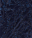 The Lauren Sweetheart A-Line Glitter Sequin Dress in luxe navy blue fabric, a stunning prom dress with statement details designed to make a bold impression at Prom 2025.