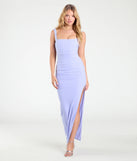 The Layne Square Neck Slim Mesh Formal Dress in luxe light blue fabric, a stunning prom dress with statement details designed to make a bold impression at Prom 2025.