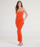 Turn heads at Prom 2025 in this orange prom dress, where statement-making details meet the iconic style of the Saisha Strapless Bodycon Mesh Formal Dress.