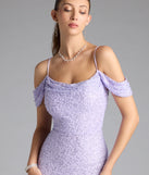 Turn heads at Prom 2025 in this lavender prom dress, where statement-making details meet the iconic style of the Faye Cold Shoulder Mermaid Beaded Formal Dress.