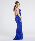 Step into the Prom 2025 dance in the Sharon Open Back Slit Sequin Formal Dress in royal, a stunning blue prom dress designed to complement any theme with its timeless allure and statement-making style.