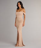 Bring a fun and feminine vibe with the Airlie Formal Glitter Off-The-Shoulder Dress in mauve, a scroll-stopping style from Windsor's pink homecoming dress collection that brings playful charm to every HOCO moment.