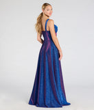 Step into the Prom 2025 dance in the Clarence Corset Slit Glitter A-Line Formal Dress in sapphire, a stunning blue prom dress designed to complement any theme with its timeless allure and statement-making style.