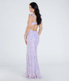 The Estella V-Neck Column Long Sequin Formal Dress in luxe lavender fabric, a stunning prom dress with statement details designed to make a bold impression at Prom 2025.