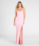 The Cindy Beaded Strapless Long Formal Dress in luxe pink fabric, a stunning prom dress with statement details designed to make a bold impression at Prom 2025.