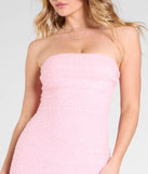 The Cindy Beaded Strapless Long Formal Dress in luxe pink fabric, a stunning prom dress with statement details designed to make a bold impression at Prom 2025.