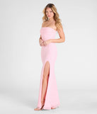 The Cindy Beaded Strapless Long Formal Dress in luxe pink fabric, a stunning prom dress with statement details designed to make a bold impression at Prom 2025.