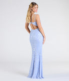 Step into the Prom 2025 dance in the Andrea Cutout Slit Mermaid Sequin Formal Dress in light blue, a stunning blue prom dress designed to complement any theme with its timeless allure and statement-making style.