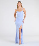 Make the big day unforgettable with the Andrea Cutout Slit Mermaid Sequin Formal Dress, a gorgeous light blue bridesmaid dress that balances elegance and affordability.