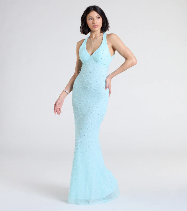 fay off the shoulder faux pearl mermaid dress Fay Off The Shoulder Faux Pearl Mermaid Dress