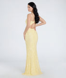 The Andrea Cutout Slit Mermaid Sequin Formal Dress in luxe yellow fabric, a stunning prom dress with statement details designed to make a bold impression at Prom 2025.