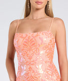 The Celina Sequin Lace-Up High Slit Mermaid Dress in luxe orange fabric, a stunning prom dress with statement details designed to make a bold impression at Prom 2025.