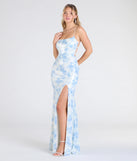 Step into the Prom 2025 dance in the Nala Lace-Up Floral Sequin Formal Dress, a stunning blue prom dress designed to complement any theme with its timeless allure and statement-making style.