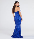 Step into the Prom 2025 dance in the Mayva V-Neck Mermaid Sequin Formal Dress in royal, a stunning blue prom dress designed to complement any theme with its timeless allure and statement-making style.