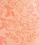 The Zadie Lace-Up High Slit Sequin Formal Dress in luxe orange fabric, a stunning prom dress with statement details designed to make a bold impression at Prom 2025.