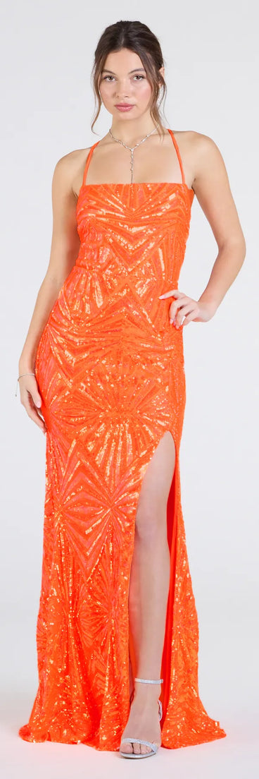 The Lottie Sequin Lace-Up Mermaid Dress is your new go-to orange dress—effortless, versatile, and made to update your fall style in seconds.