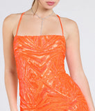 Make the big day unforgettable with the Lottie Sequin Lace-Up Mermaid Dress, a gorgeous orange bridesmaid dress that balances elegance and affordability.