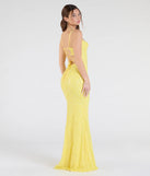 Celebrate in style with the Gabrielle Formal Sequin Long Dress, a yellow formal wedding guest dress featuring an elegant silhouette and luxe details, perfect for a black-tie celebration.