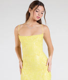 Make a bold statement in the Gabrielle Formal Sequin Long Dress in yellow, the perfect spring dress for weddings, cocktail hours, nights out, and/or seasonal celebrations.