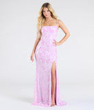 Make a bold statement in the Kimber High Slit Floral Sequin Mermaid Dress in lavender, the perfect spring dress for weddings, cocktail hours, nights out, and/or seasonal celebrations.