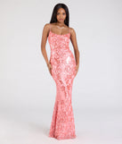 The Khloe Strappy Back Mermaid Sequin Formal Dress in luxe coral fabric, a stunning prom dress with statement details designed to make a bold impression at Prom 2025.