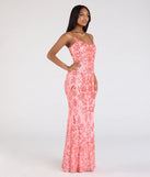 The Khloe Strappy Back Mermaid Sequin Formal Dress in luxe coral fabric, a stunning prom dress with statement details designed to make a bold impression at Prom 2025.