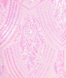 Make a bold statement in the Kensie V-Neck Mermaid Sequin Formal Dress in lavender, the perfect summer dress for weddings, cocktail hours, nights out, and/or seasonal celebrations.