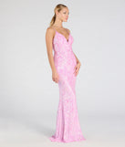 You’ll feel stylish and confident in the Kensie V-Neck Mermaid Sequin Formal Dress as your 2025 Prom Dress to stand out at your dance or event.