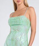 Make a bold statement in the Ashleigh Lace-Up Corset Sequin Formal Dress in sage green, the perfect green dress for weddings, cocktail hours, nights out, and/or seasonal celebrations.