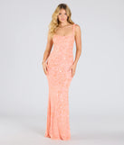 Make a bold statement in the Darlene Cutout Back Bodycon Sequin Formal Dress in coral, the perfect spring dress for weddings, cocktail hours, nights out, and/or seasonal celebrations.