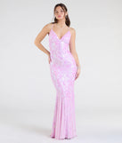 Make a bold statement in the Luna Strappy Back Mermaid Sequin Formal Dress in lavender, the perfect spring dress for weddings, cocktail hours, nights out, and/or seasonal celebrations.