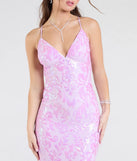 Make a bold statement in the Luna Strappy Back Mermaid Sequin Formal Dress in lavender, the perfect spring dress for weddings, cocktail hours, nights out, and/or seasonal celebrations.