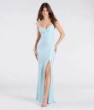 Turn heads at Prom 2025 in this light blue prom dress, where statement-making details meet the iconic style of the Valeria Cutout Lace-Up Sequin Beaded Formal Dress.
