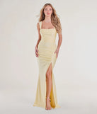 Own every entrance in the Irene Open Back Slit Column Formal Dress, a yellow party dress perfect for milestone birthdays and grad parties, or dancing through summer nights and unforgettable bachelorette celebrations.