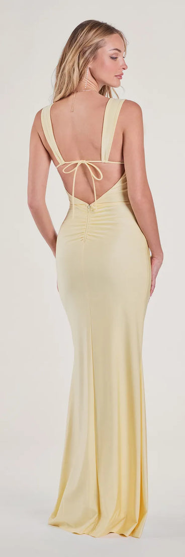 Irene Open Back Slit Column Formal Dress | Windsor Irene Open Back Slit Column Formal Dress | Windsor