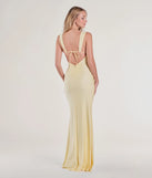 Own every entrance in the Irene Open Back Slit Column Formal Dress, a yellow party dress perfect for milestone birthdays and grad parties, or dancing through summer nights and unforgettable bachelorette celebrations.
