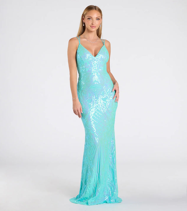 Liana Formal Sequin Scroll Mermaid Dress | Windsor Liana Formal Sequin Scroll Mermaid Dress | Windsor