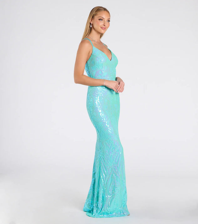 Liana Formal Sequin Scroll Mermaid Dress | Windsor