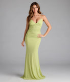 Feel instantly put-together in the Kay Sleeveless V-Neck Mermaid Mesh Formal Dress in sage green, a summer wedding guest dress designed for confident style and all-out celebration.