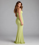 Own the spotlight in the Kay Sleeveless V-Neck Mermaid Mesh Formal Dress, a sage green formal dress crafted to deliver luxe style for summer weddings, Army Balls, or any special event.