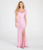 Turn heads at Prom 2025 in this pink prom dress, where statement-making details meet the iconic style of the Amber Puff Sleeve Lace-Up Slit Sequin Formal Dress.