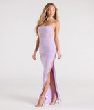 Turn heads at Prom 2025 in this lavender prom dress, where statement-making details meet the iconic style of the Rose Formal Mesh Corset Column Dress.