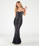 The Clara Rhinestone Pearl Mermaid Formal Dress in luxe black fabric, a stunning prom dress with statement details designed to make a bold impression at Prom 2025.